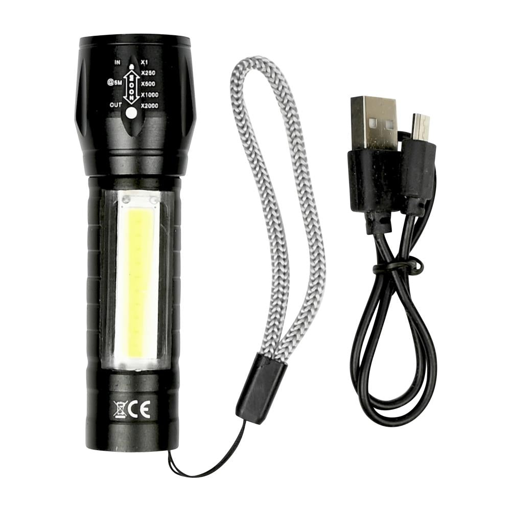 Lampe de poche tactique COB 2-en-1 rechargeable