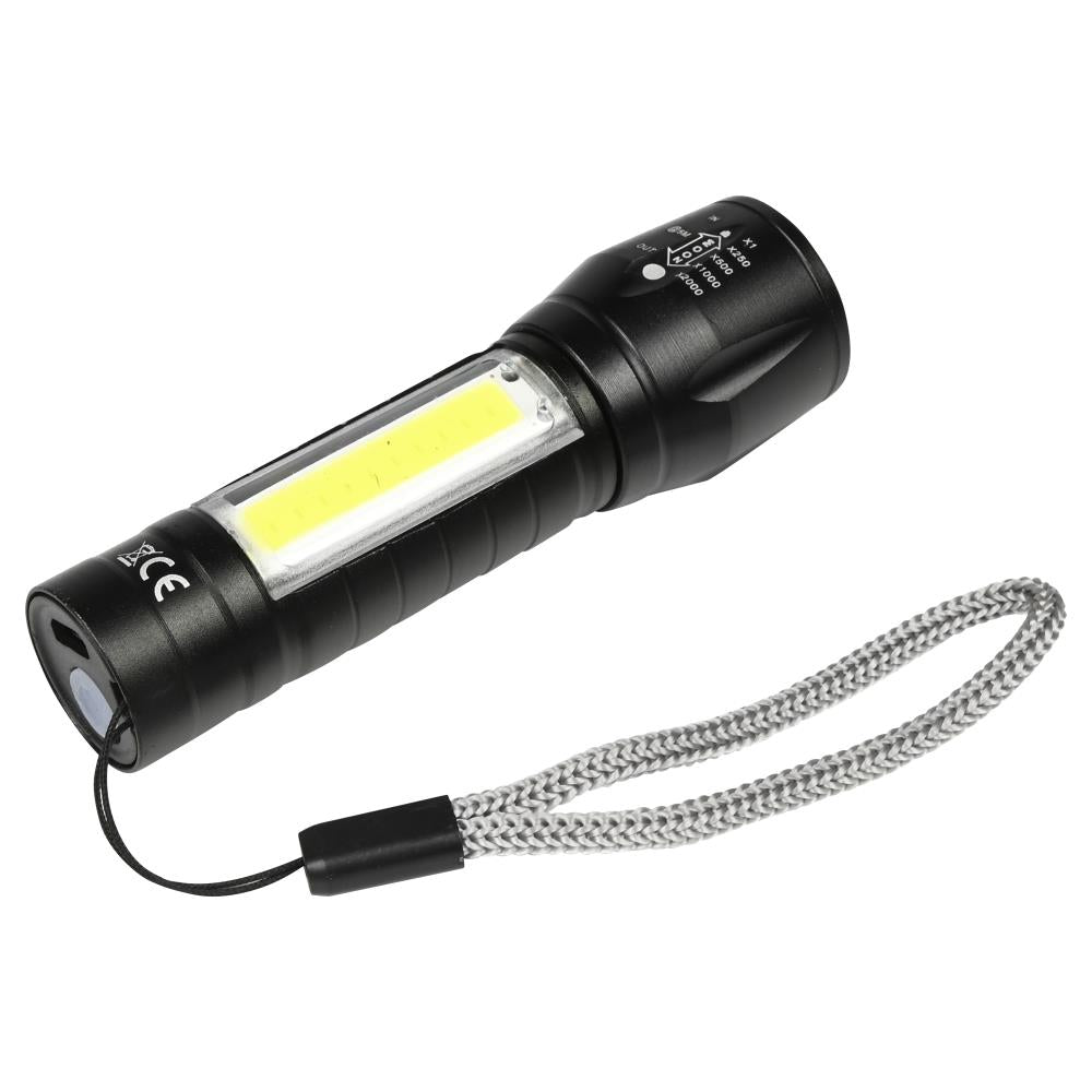 Lampe de poche tactique COB 2-en-1 rechargeable