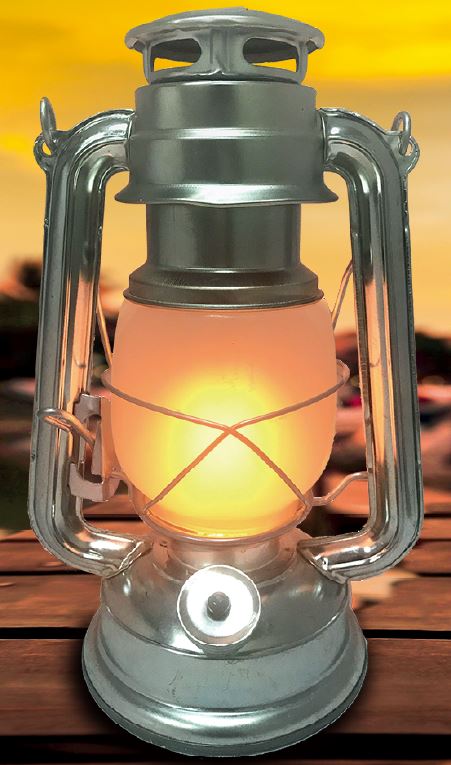 LED stormlantaarn 25 cm alu flame effect