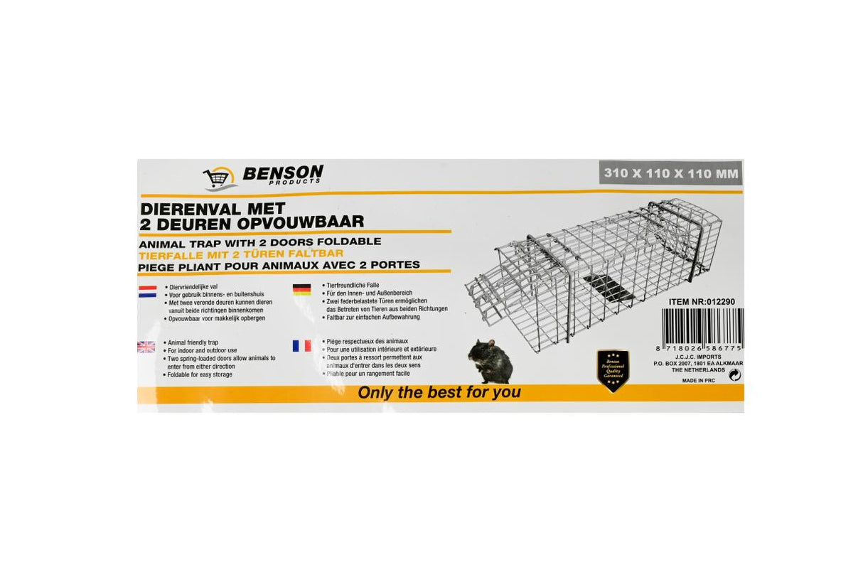 Animal trap 2 doors foldable 31 x 11 x 11 cm