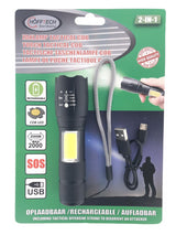 Torch tactical 5W LED + 3W COB 2-in-1 rechargeable