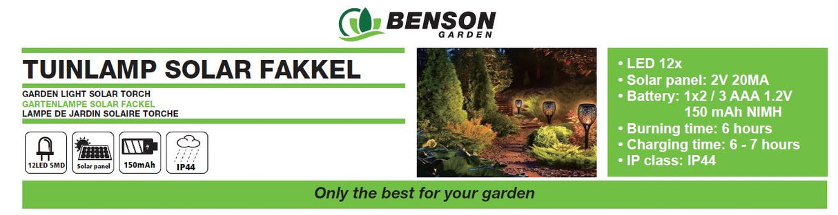Gartenlampe Solar Fackel 48,5 cm Flame Effect