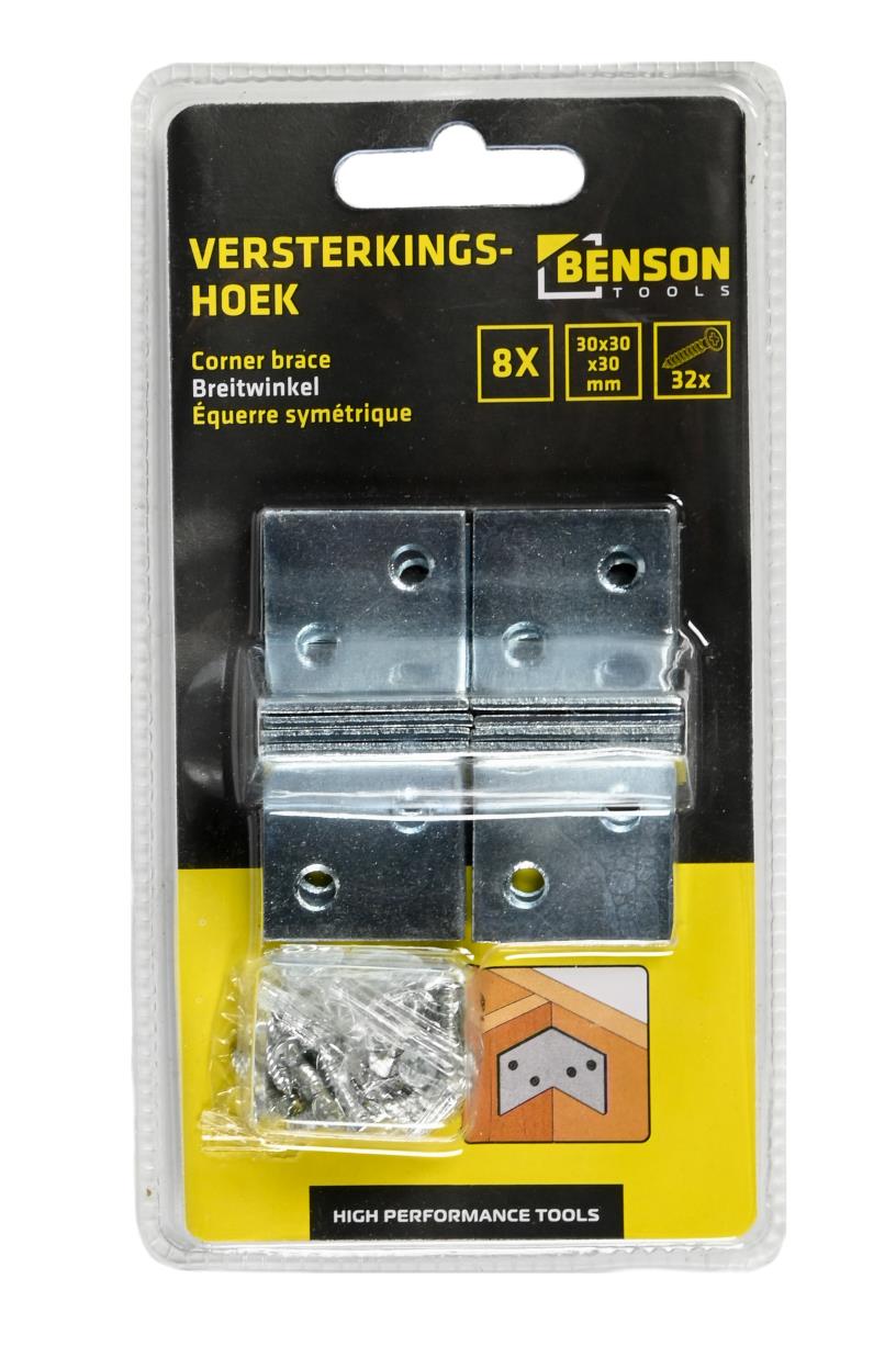 Quincaillerie équerre symétrique 8 pcs 30 x 30 x 30 mm