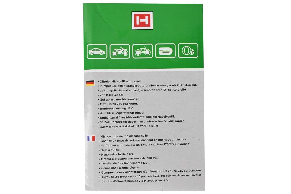 Compressor 12V 280 psi met accessoires