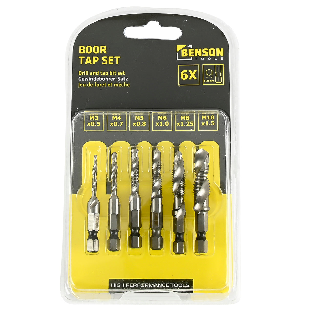 Combination drill and tap bit set 6 pcs