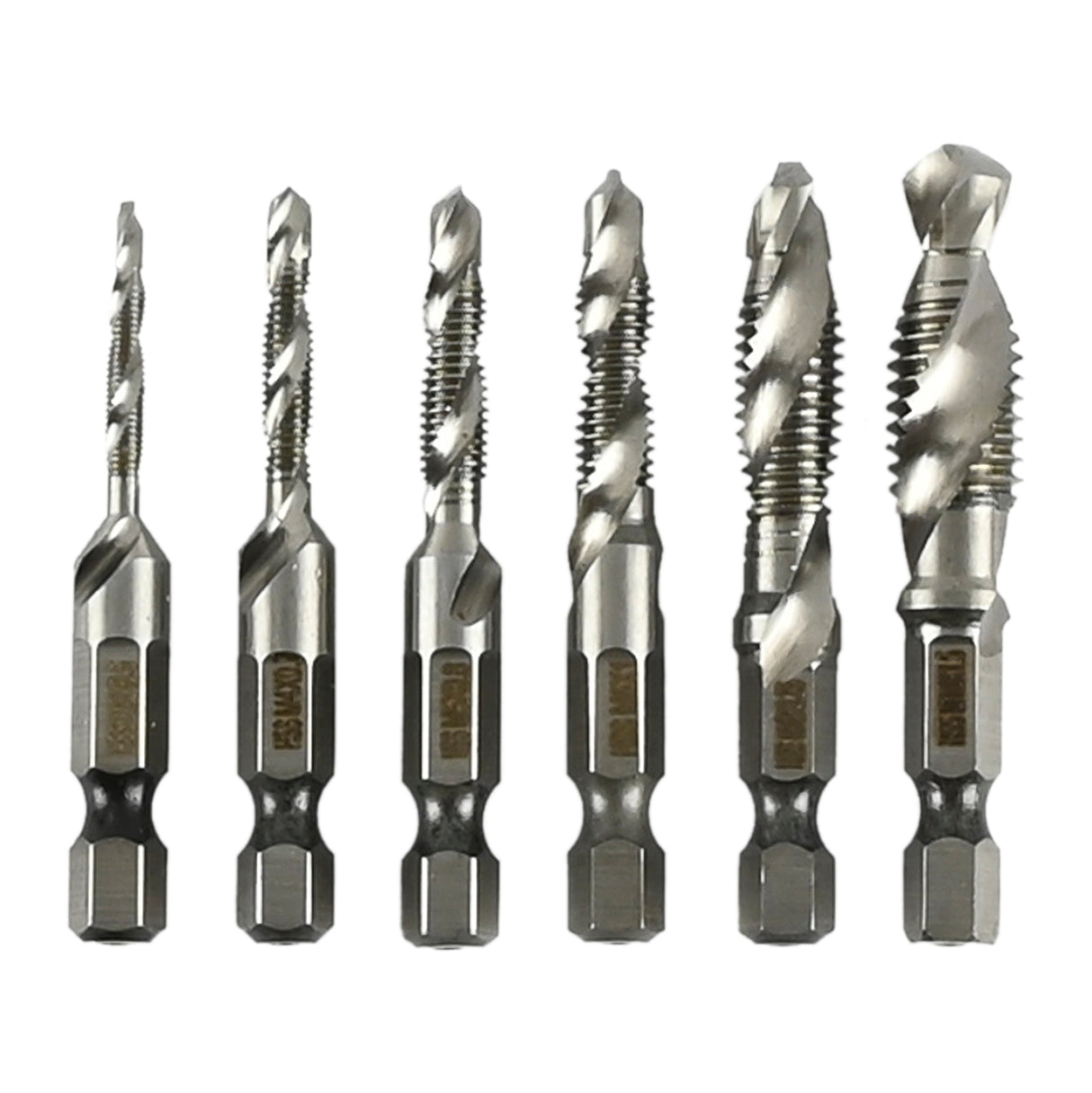 Combination drill and tap bit set 6 pcs