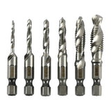 Combination drill and tap bit set 6 pcs