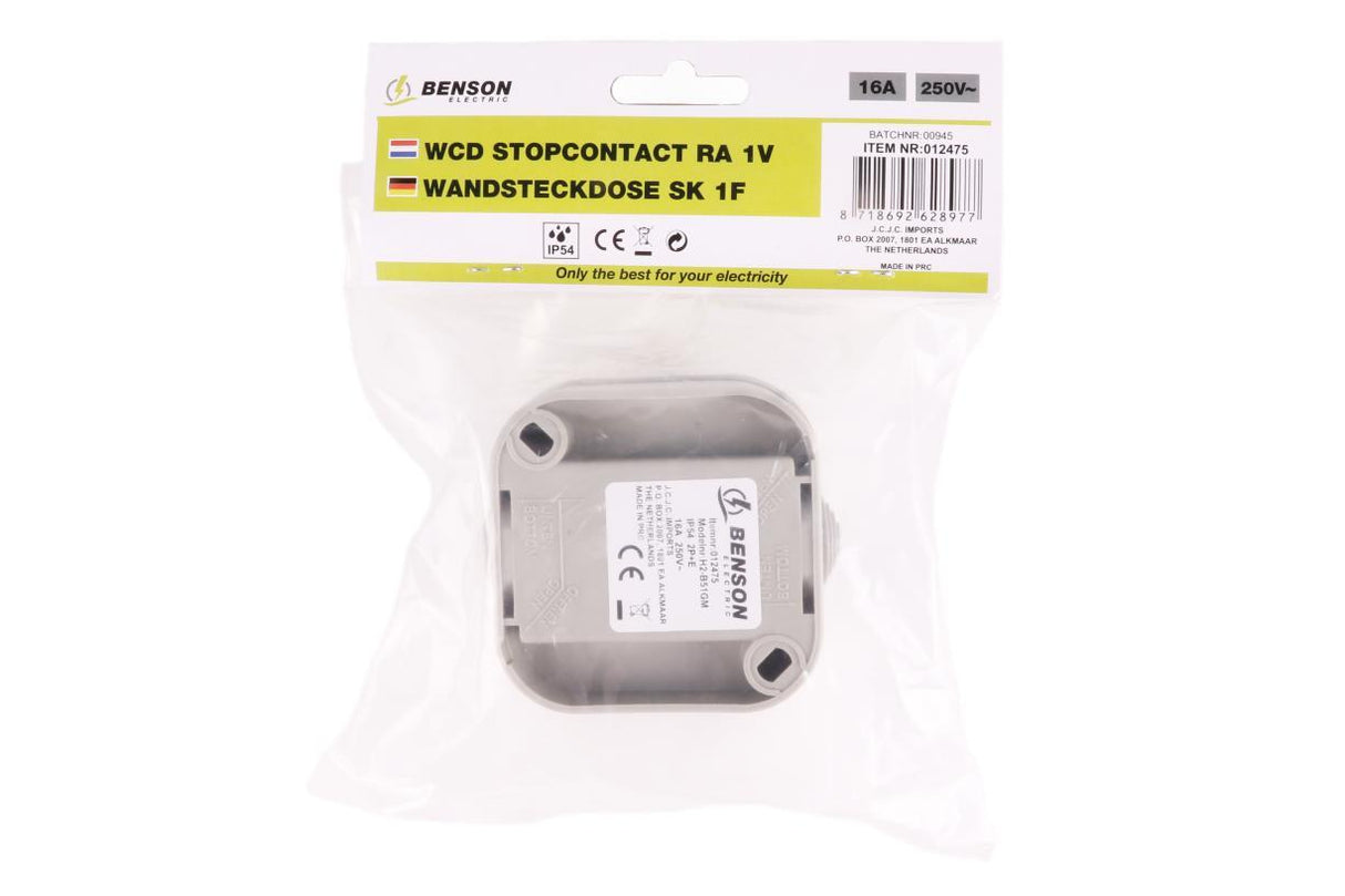 Stopcontact 1-voudig waterdicht IP54