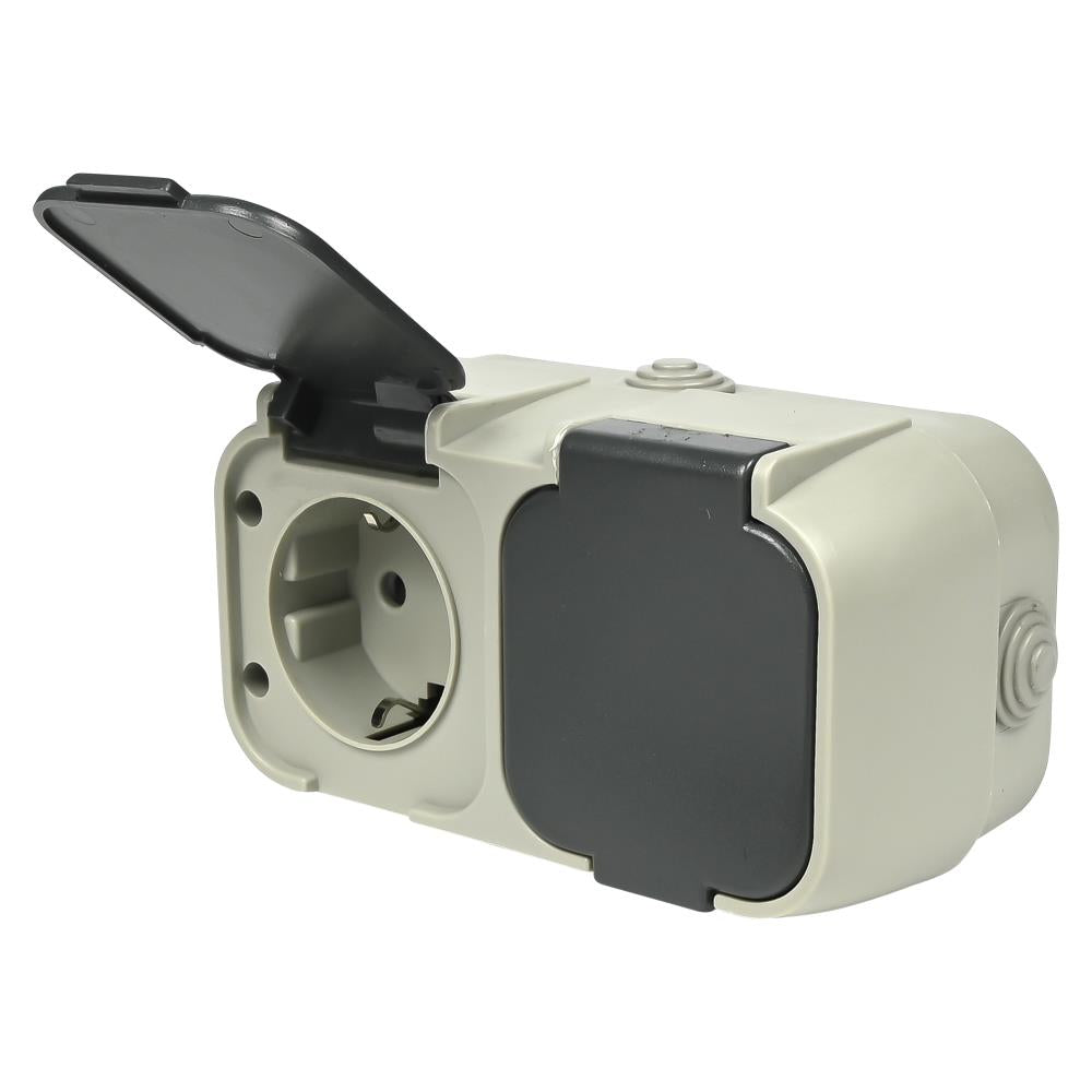Stopcontact 2-voudig waterdicht IP54