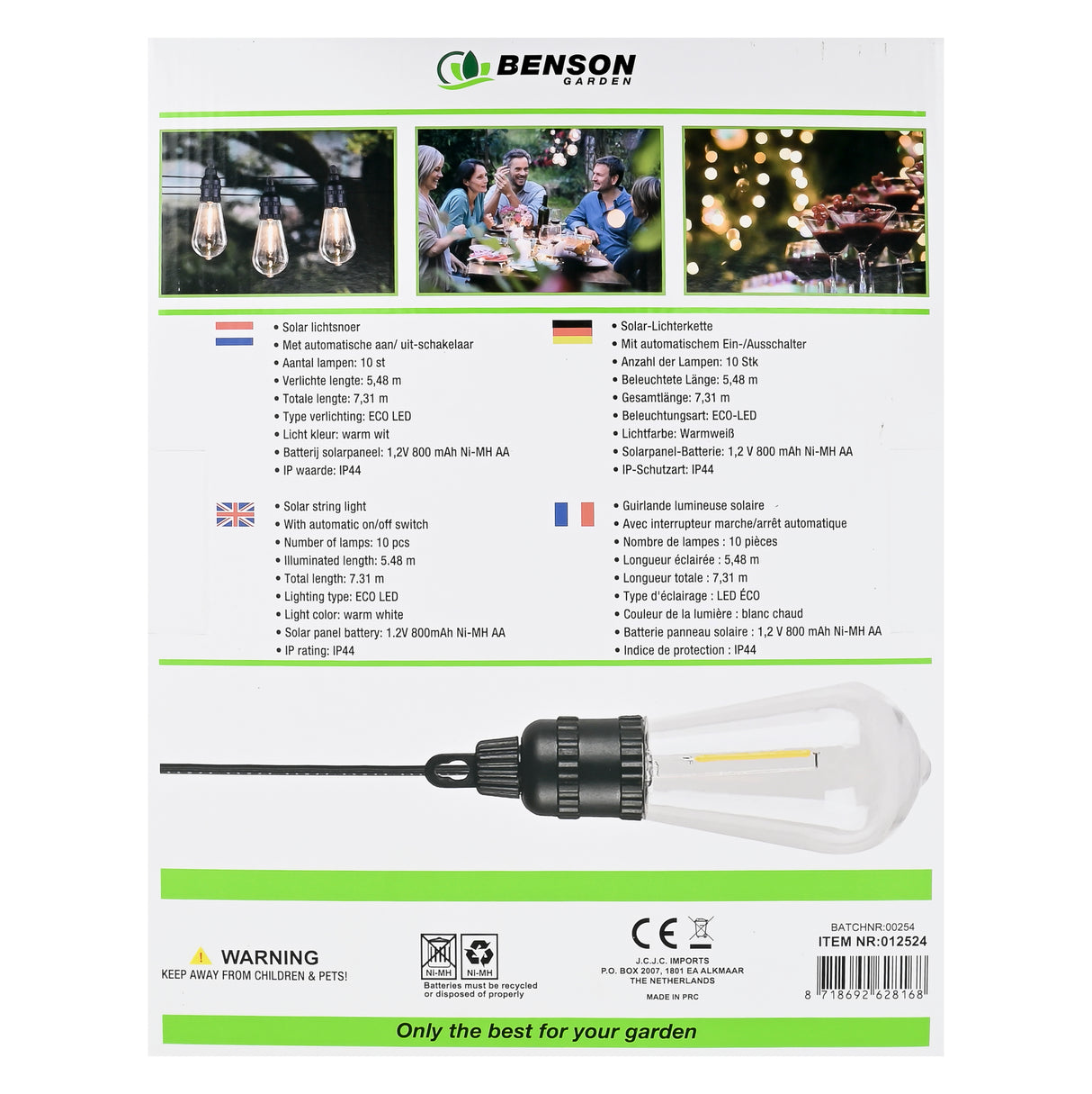LED-Lichtkabel 10 Stück 7,5 m Solar 800 mAh IP44