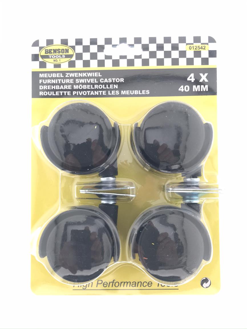 Zwenkwiel meubel 40 mm zwart 4 dlg