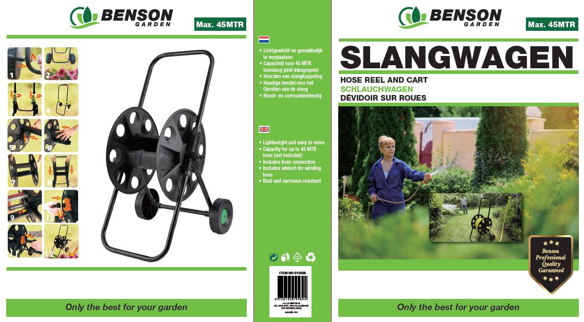 Hose reel and cart max 45 m