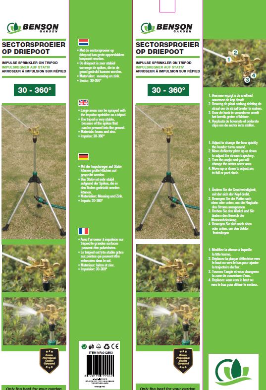 Sectorsproeier op driepoot 30-360°