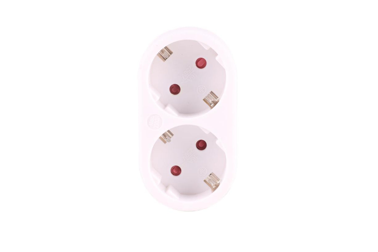 Prise de courant double + terre (horizontal) blanc