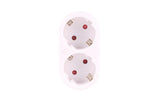Prise de courant double + terre (horizontal) blanc