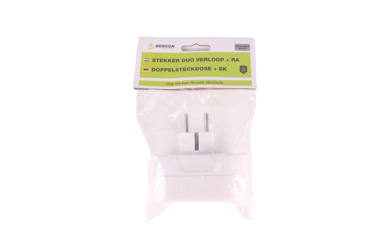 Prise de courant double + terre (horizontal) blanc