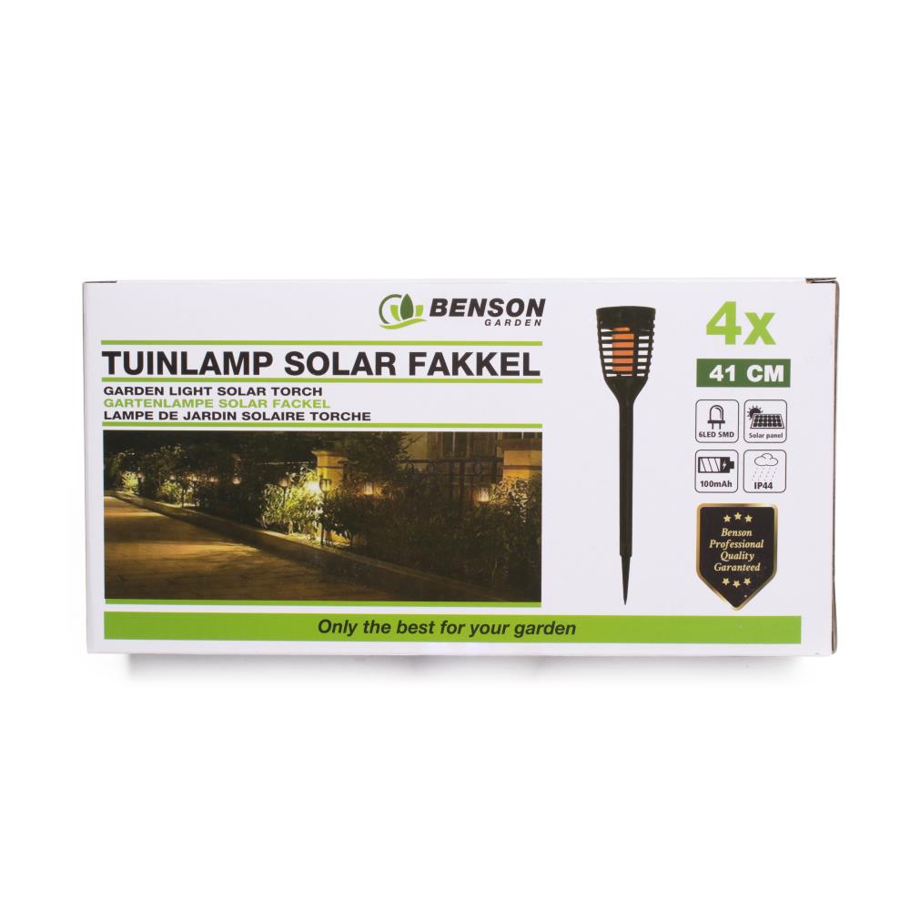 Gartenlampe Solar Fackel 41 cm Flame Effect 4-tlg