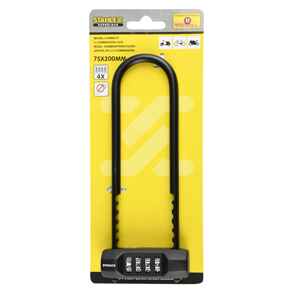 U combination lock 75 x 200 mm