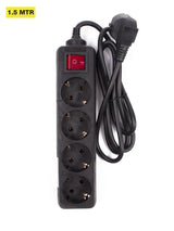 Extension socket 4-way  + earth + switch 1.5 m black