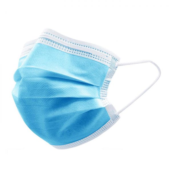 Masque facial jetable 3 couches 50 pcs bleu