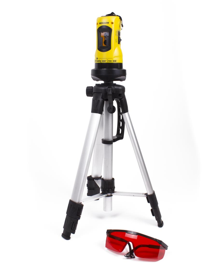 Cross line laser self-leveling with tripod