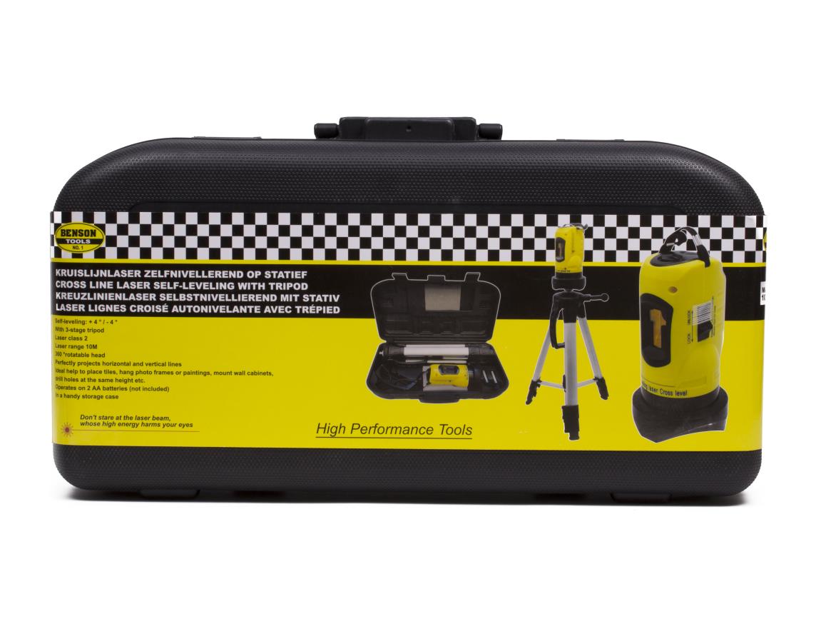 Cross line laser self-leveling with tripod