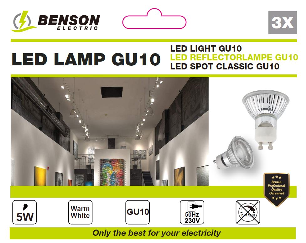 LED light GU10 5W glass version 3 pcs
