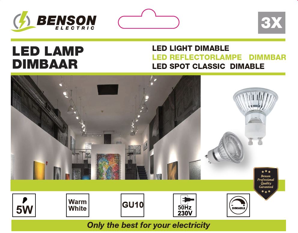 LED light GU10 5W glass version dimable 3 pcs