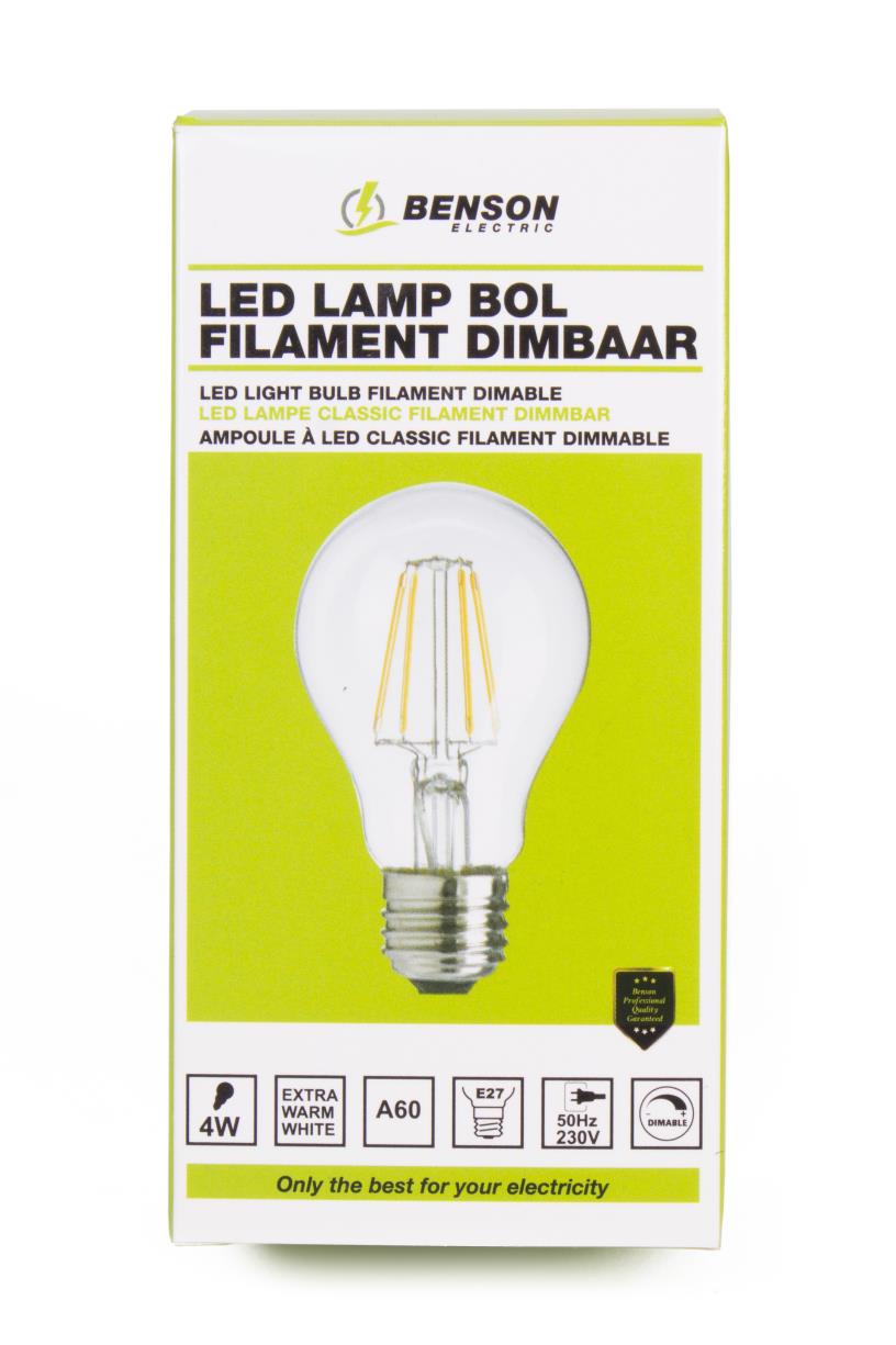 LED light bulb filament A60 4W E27 dimable