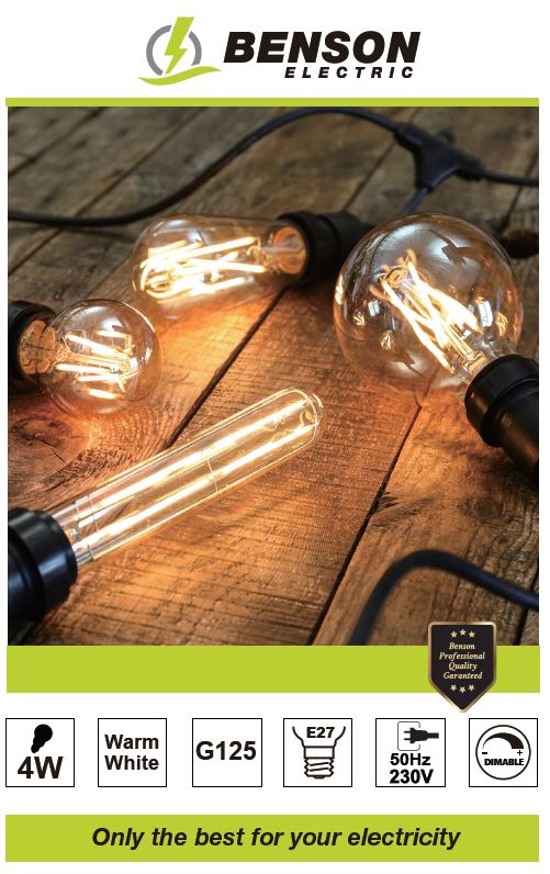 LED lamp globe filament G125 4W E27 amber dimbaar