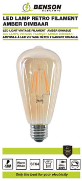 LED light vintage filament st64 4W E27 amber dimab