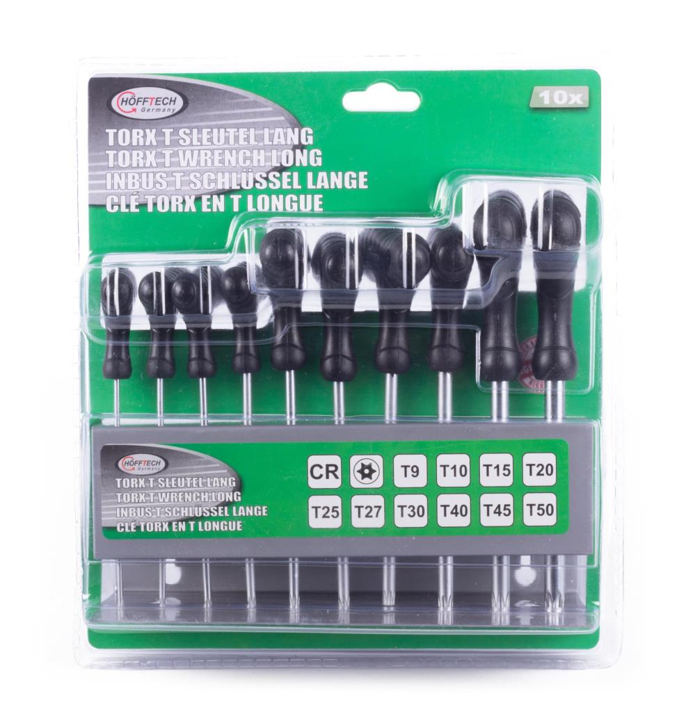 Torx wrench set t-handle long 10 pcs with standard