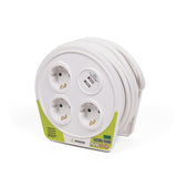 Enrouleur de câble 10 m 3 p + 2 USB 2.4 amp