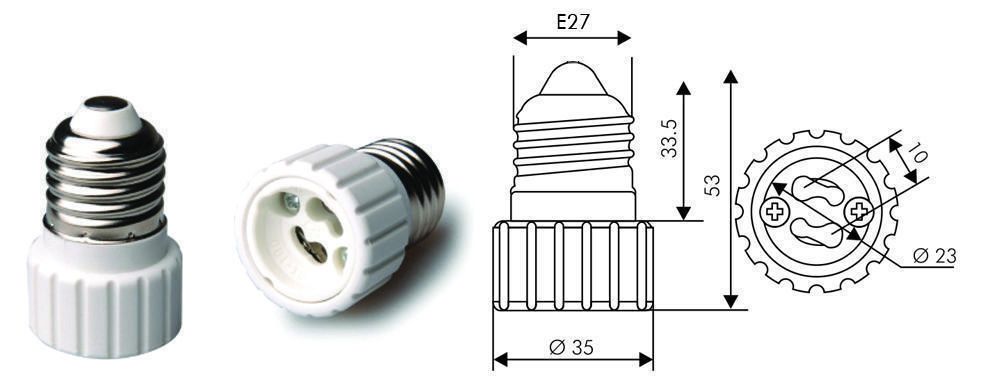 Douille lampe E27 vers GU10