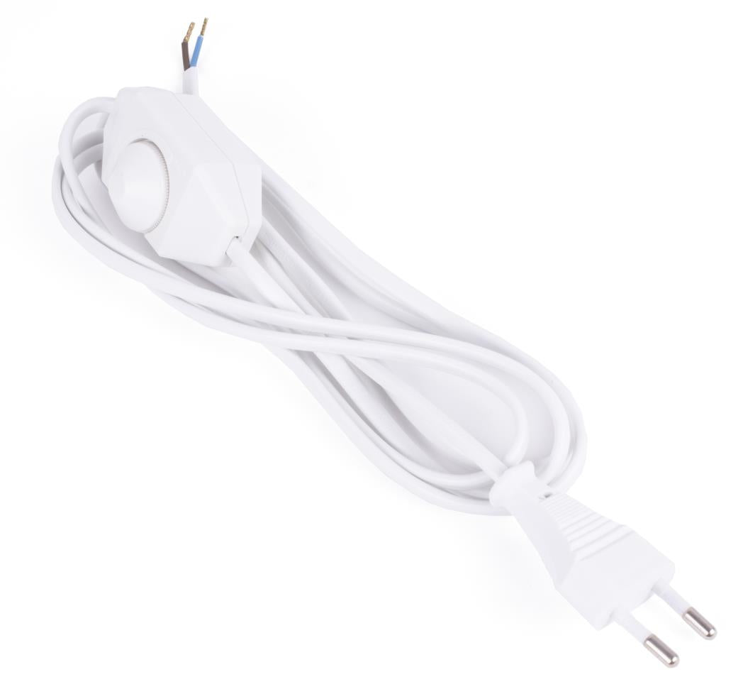 Stroomsnoer + stekker + vloerdimmer 2 mtr wit