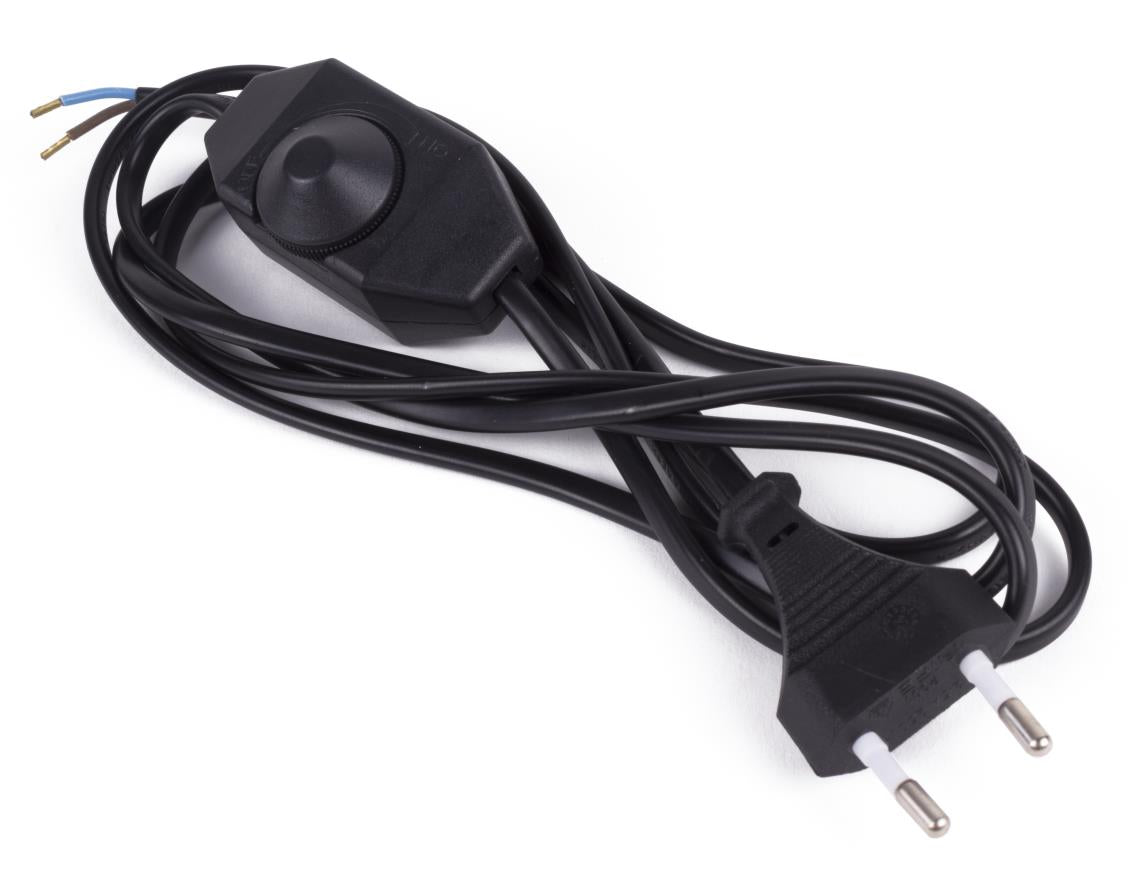 Stroomsnoer + stekker + vloerdimmer 2 mtr zwart
