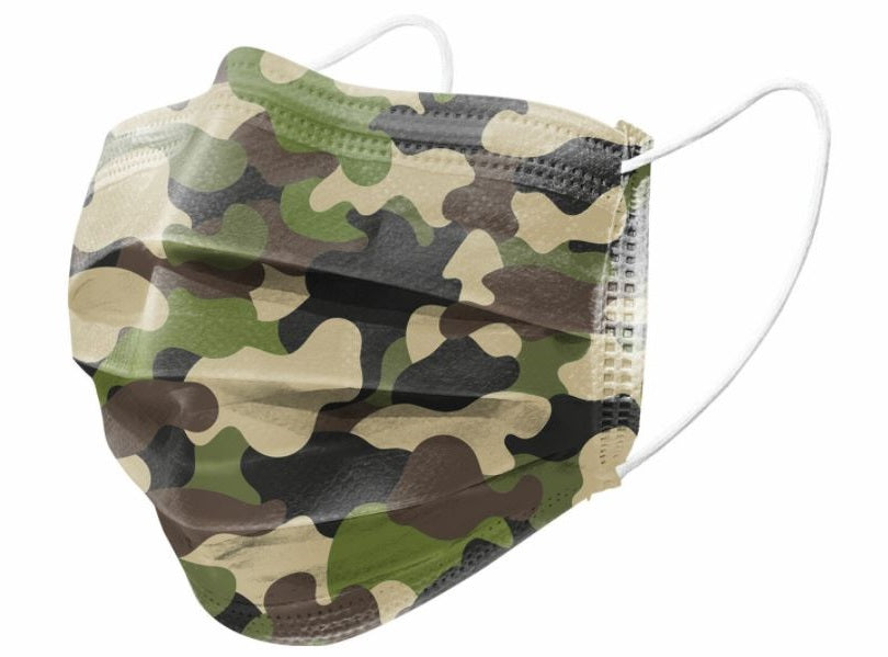 Mondkapje wegwerp 3 laags 5 dlg army print