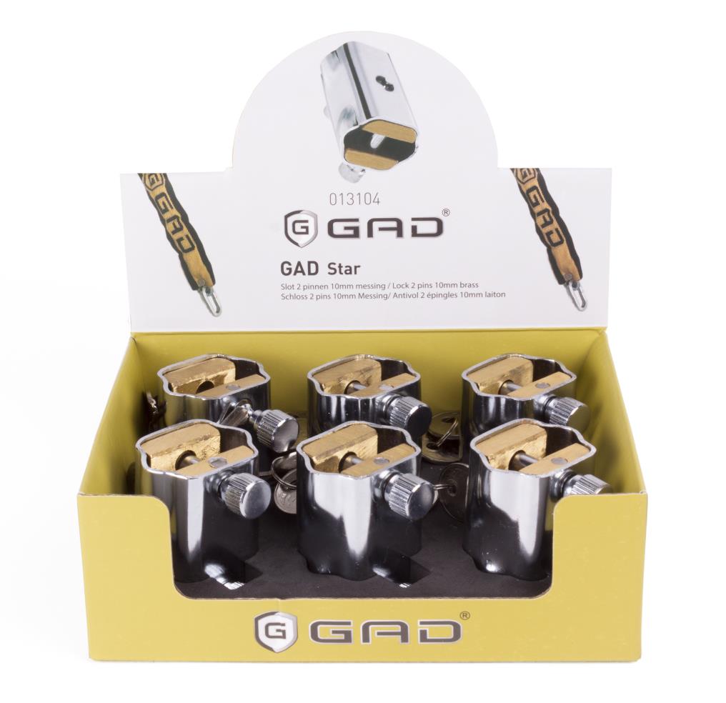 Lock GAD-star with 2 pins 10 mm brass