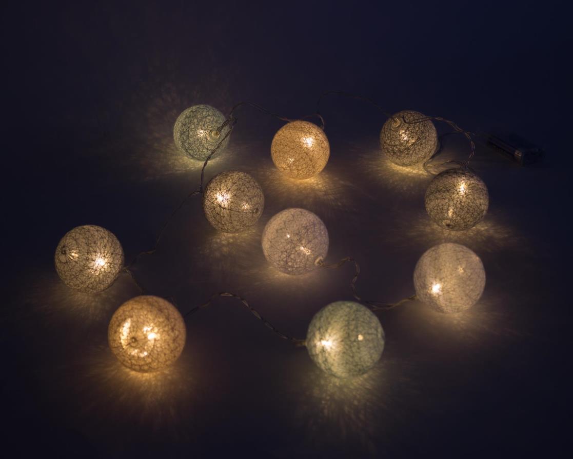 LED cotton ball string lights LED 10 pcs 1.52 m 2xaa