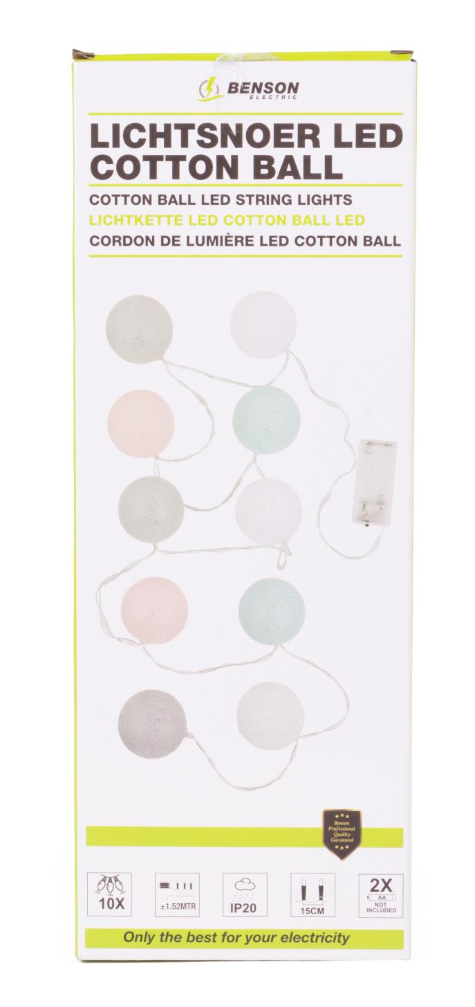 LED cotton ball string lights LED 10 pcs 1.52 m 2xaa