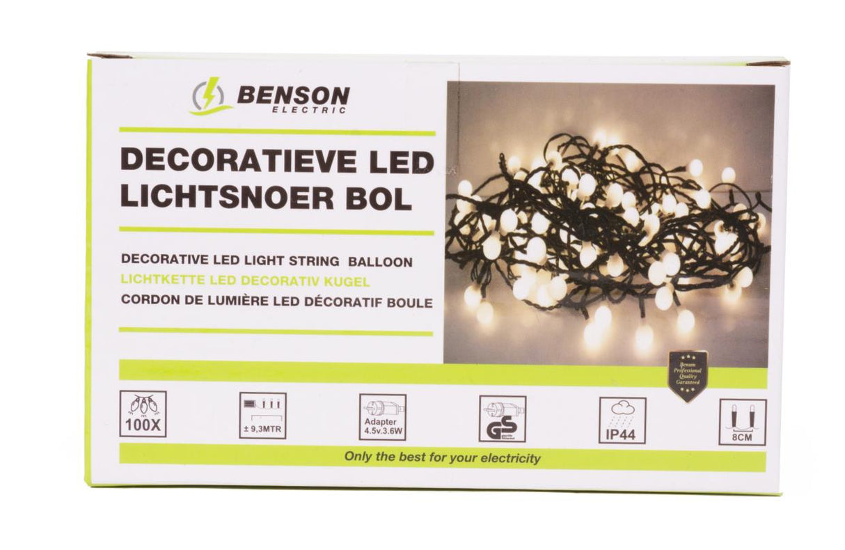 Cordon de lumière déco boule couleur 100 LED 9.3 m