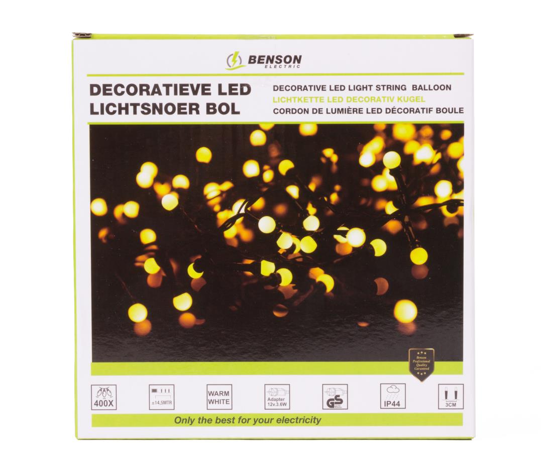LED decorative light string balloon white 400 LED 14.5 m