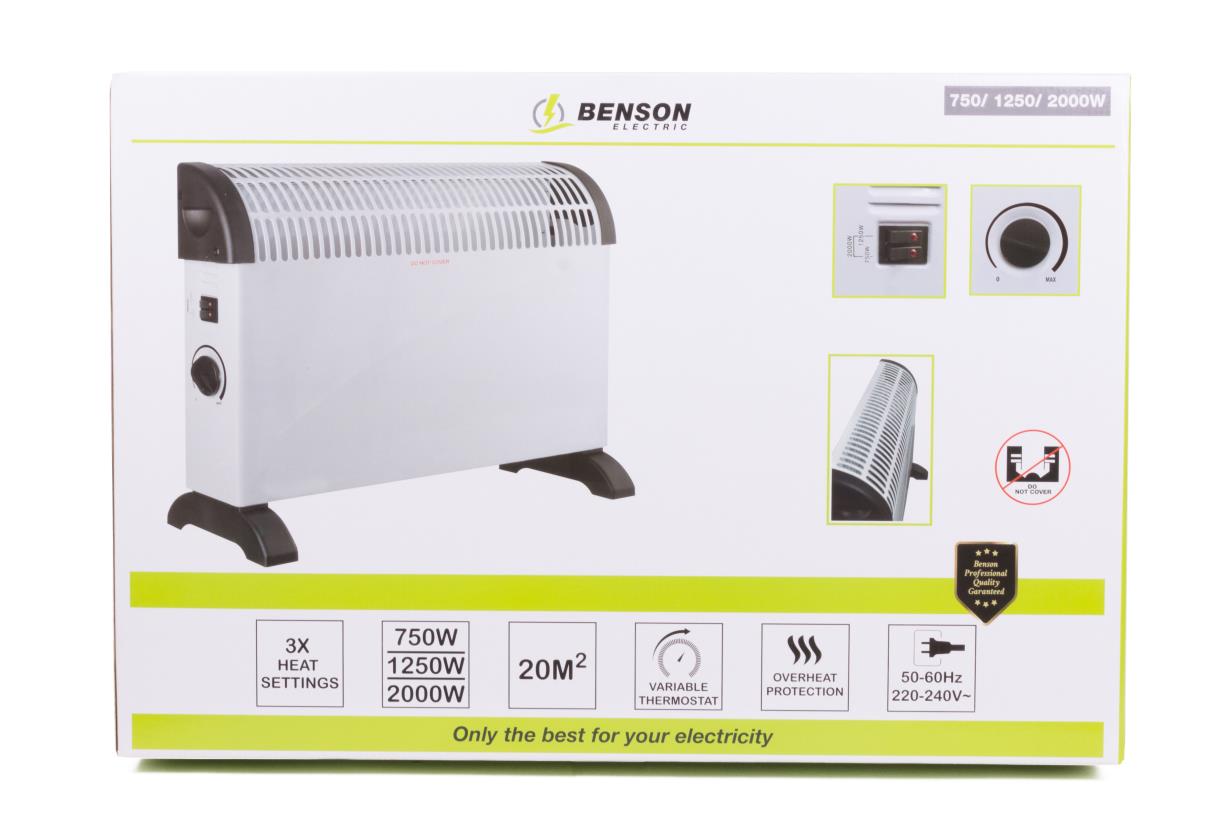 Chauffage à convecteur 750/1250/2000W moyen blanc