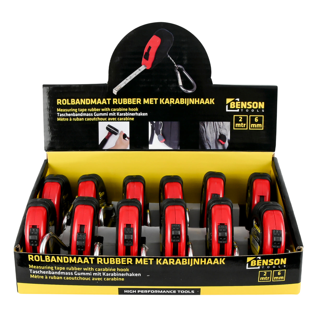 Measuring tape rubber with carabine hook 2 m x 6 mm