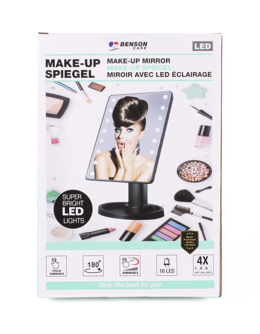Miroir make-up 16 LED dimmable noir