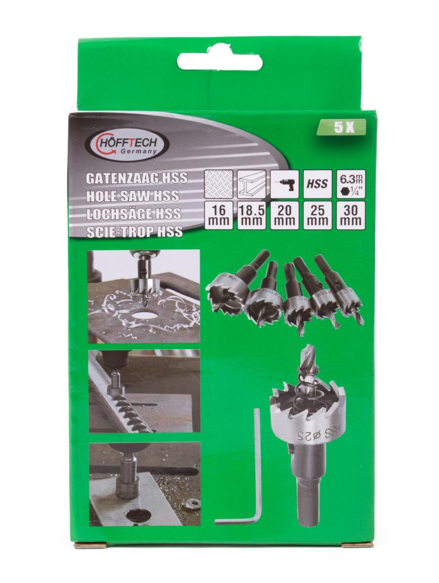 Hole saw set HSS 10 pcs 16-30 mm profi