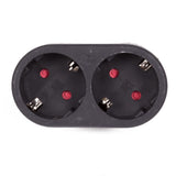 Steckdosenadapter 2-fach + SK (horizontal) schwarz