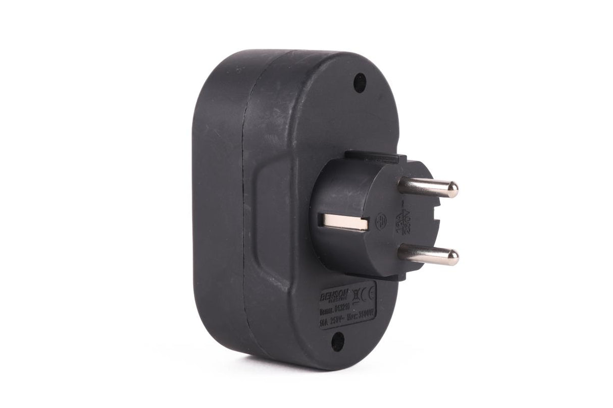 Steckdosenadapter 2-fach + SK (horizontal) schwarz