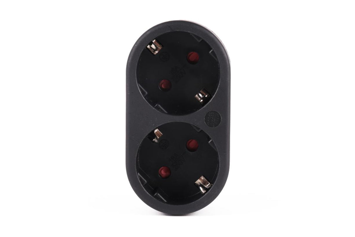Steckdosenadapter 2-fach + SK (horizontal) schwarz