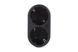 Steckdosenadapter 2-fach + SK (horizontal) schwarz
